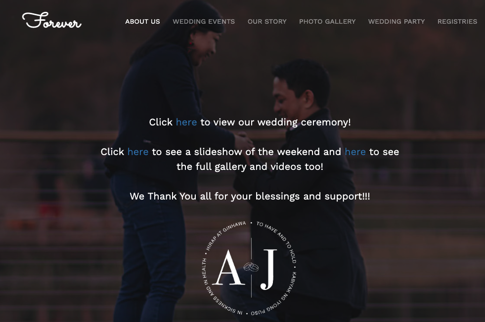 jeromeandauggie.com wedding website
